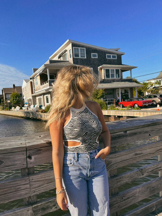 Zebra Cut Out Bodysuit